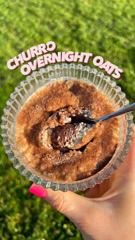 Churros Overnight Oats, Churro Overnight Oats, Flavor Drops, Camp Recipes, Well Cover, Instant Oats, Healthy Swaps, Gym Food, Oatmeal Breakfast