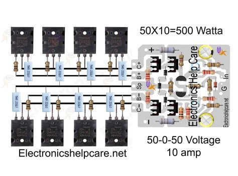 Power Amplifier Circuit Diagram, Amplifier Circuit Diagram, Power Amplifier Audio, Diy Amplifier, Electronic Circuit Projects, Electronic Circuit, Sound Boxes, Electronics Projects Diy, Power Amp