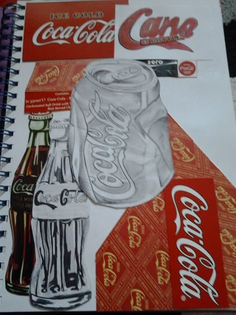 Cans title page Still Life Title Page Gcse, Food And Drink Art Gcse Title Page, Pop Art Title Page, Gcse Art Food Title Page, Sketchbook Title Ideas, Studio Art Folio, Gcse Art Sketchbook Ideas, Gcse Graphics, Gcse Sketchbook