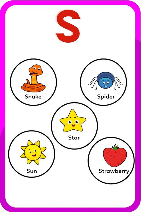 Words Start With S | Alphabet  Letter S | Kids Vocabulary Words S | Kids Learning | #alphabets #kids Phonics Letter S Activities, Letter S Sound Activities, Letter S Flashcards, Abcs Worksheet, S Is For, S Phonics, S Worksheet, Letter S Activities, Reading Response Worksheets