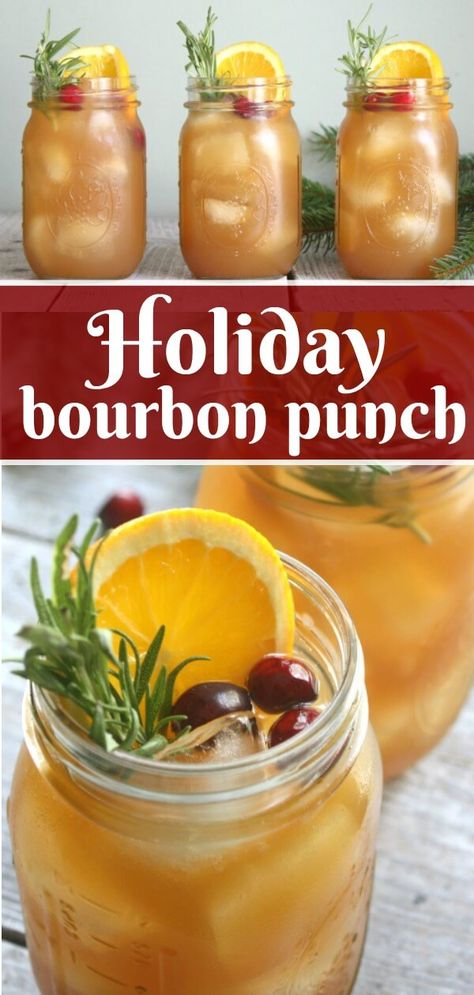 holiday bourbon punch Recipes With Bourbon, Wine Punch Recipes, Bourbon Punch, Citrus Cocktails, Christmas Punch Recipes, Holiday Punch, Bourbon Drinks, Christmas Punch, Winter Cocktails