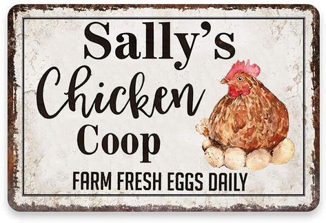 Coop Signs, Chicken Coop Decor, Chicken Coop Signs, Chicken Signs, Coffee Shop Bar, Chicken Decor, Rooster Decor, Funny Chicken, Personalized Metal Signs