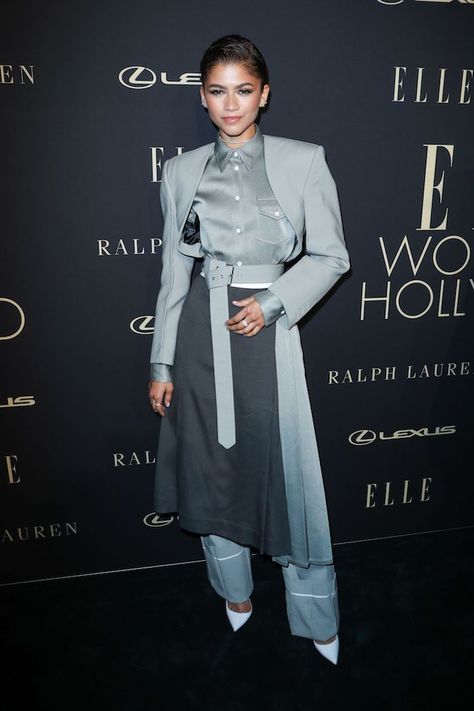 STYLECASTER | fashion | style | red carpet | red carpet fashion | Zendaya | Elle Women in Hollywood Creative Black Tie For Women, Black Tie Optional Dress, Zendaya Dress, Dress Code Guide, Creative Black Tie, Single Dress, Hollywood Red Carpet, Celebrity Fashion Looks, Baby Blue Dresses