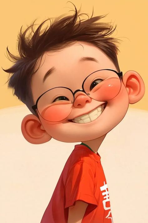 Boy With Specs Cartoon, Funny Face Drawings, Dentist Art, Android Wallpaper Black, Realistic Cartoons, Whimsical Art Paintings, David And Goliath, Boy Illustration