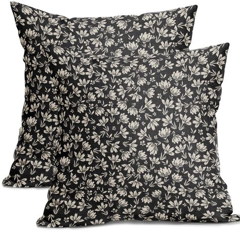 PRICES MAY VARY. Cotton Linen 【Good Material】: Our floral pillow covers are made of cotton linen and has an invisible zipper. The pillow covers are well made, strong moisture absorption, soft and comfortable touch, good skin-friendly effect. Not only will it protect your pillow, but it will also freshen up your room. 【Standard Size】: black white floral throw pillows 20x20 inch (50x50cm), fits most family pillows, not included inserts or fillers. Because each of our pillow covers are hand sewn an Bedroom Sofa Chair, Neutral Cottage, Floral Pillow Covers, Family Pillow, Vintage Pillow Covers, Outdoor Pillow Covers, Garden Pillows, Room Remodel, Floral Pillow Cover