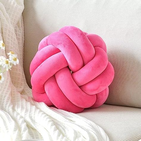 Amazon.com: VBGYA Knot Pillow Ball, Soft Decorative Throw Pillows Cushion, 11" Round Plush Knotted Pillows Hot Pink Pillow, Modern Home Throw Knot Decorative Cushion for Bedroom, Sofa, Couch : Home & Kitchen Pink Dorm Room Decor, Hot Pink Room, Hot Pink Throw Pillows, Hot Pink Pillows, Pink Dorm Rooms, Pillow Ball, Pink Dorm, Unique Decorative Pillows, Pink Room Decor