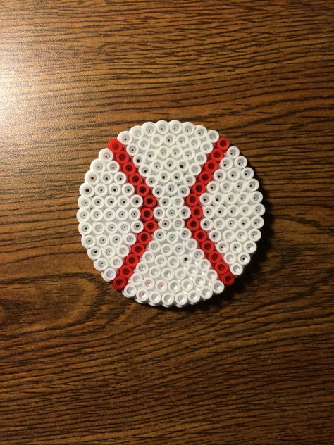 Baseball Baseball Perler Beads, Baseball Perler Bead Pattern, Perler Beads Football, Perler Bead Baseball, Perler Creations, Fuse Bead Patterns, Beads Design, Hama Beads Design, Treasure Crafts