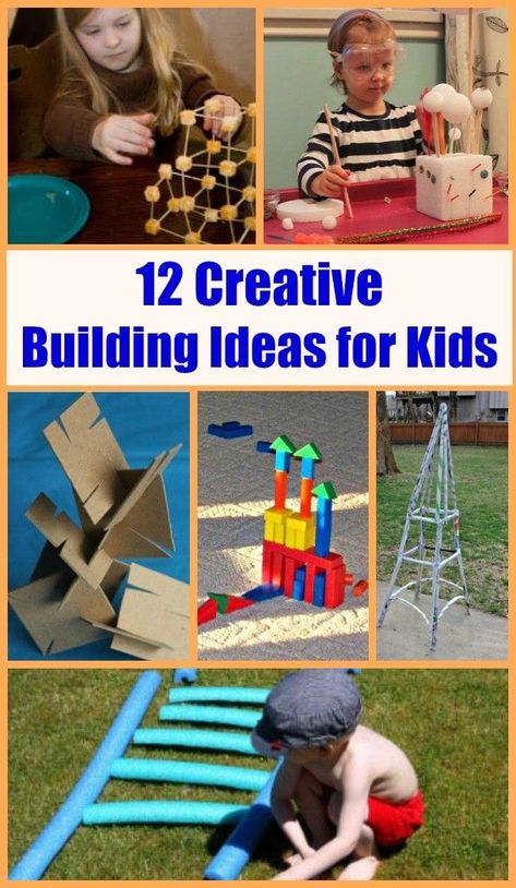 12 Creative Building Activities & Projects for toddlers, preschoolers, kindergarten and elementary ages Preschool Building Activities, Kids Engineering Projects, Creative Craft Ideas, Birthday Extravaganza, Easy Stem, Outdoor Learning Activities, Library Crafts, Building Crafts, Creative Building