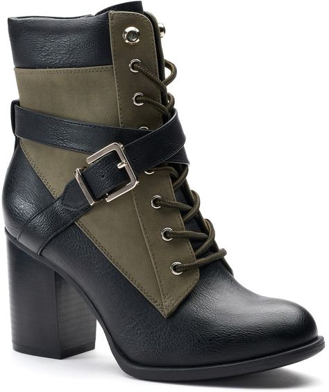 High Heel Combat Boots, Army Combat Boots, Heel Combat Boots, Green Ankle Boots, Ankle Combat Boots, Style Converse, Lace Up Combat Boots, Black Knee High Boots, Block Heel Ankle Boots