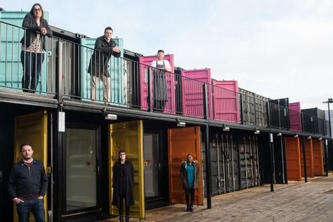 Think inside the box: why shipping containers make the perfect place to launch a business | London Life | Lifestyle | London Evening Standard Container Hotel, Shipping Container Conversions, Shipping Container Office, Shipping Container Architecture, Shipping Container Design, Shipping Containers For Sale, Container Cafe, Container Conversions, Modular Office