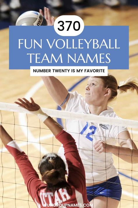 Discover the perfect volleyball team name with our guide. Over 370 creative, funny, and inspiring ideas to elevate your team's identity! Volleyball Team Names, Best Team Names, Hockey Team Names, Youth Volleyball, Fantasy Hockey, Football Team Names, Volleyball Humor, Math Groups, Drinking Team