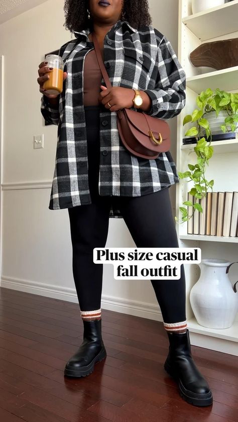 Plus Cold Weather Outfits, Plus Size Outfits With Chunky Boots, 2023 Fashion Midsize, Plus Size College Outfits Winter, Autumn Outfits Xl Size, Plus Size Fall Layered Outfits, Plus Size Cabin Outfits, Plus Size Rain Boots Outfit, Modern 70s Fashion Plus Size