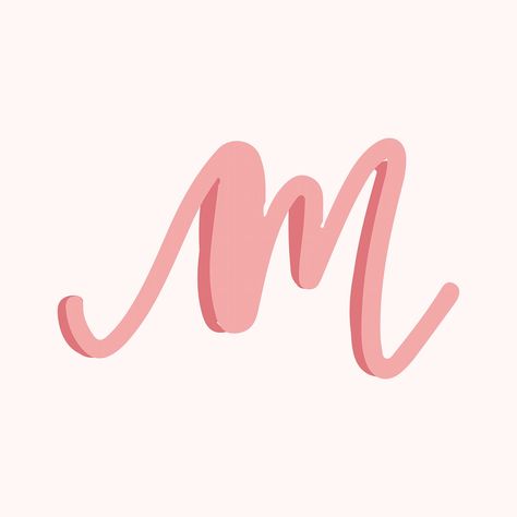 Letter M doodle typography vector | free image by rawpixel.com / Aum Letter Doodle, Doodle Font, Letter M, Premium Vector, Vector Free, Typography, Pink