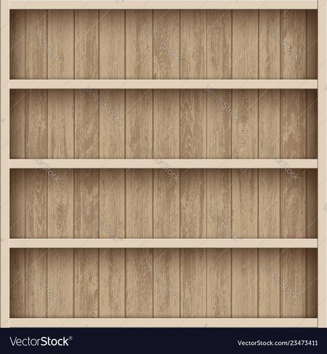 Wooden empty bookshelf shelves for the warehouse Vector Image Empty Bookshelf Wallpaper, Bookshelf Outline, Bookshelves Background, Bookshelf Shelves, Empty Bookshelf, Bookshelf Background, Antique Bookshelf, Read A Thon, Book Tracker