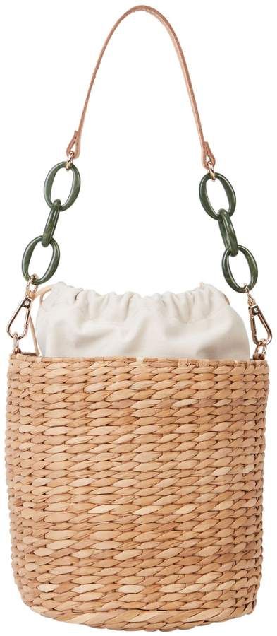 Kayu Colette Bucket Bag Beige Rattan Crochet Bucket Bag, Luxury Gold-tone Hardware Straw Bucket Bag, Eco-friendly Straw Bucket Bag With Open Weave, Eco-friendly Rattan Bucket Bag, Beige Rattan Basket-shaped Bucket Bag, Italian Handbags, Designer Cosmetic Bag, Catalog Bag, Marc Jacobs Handbag