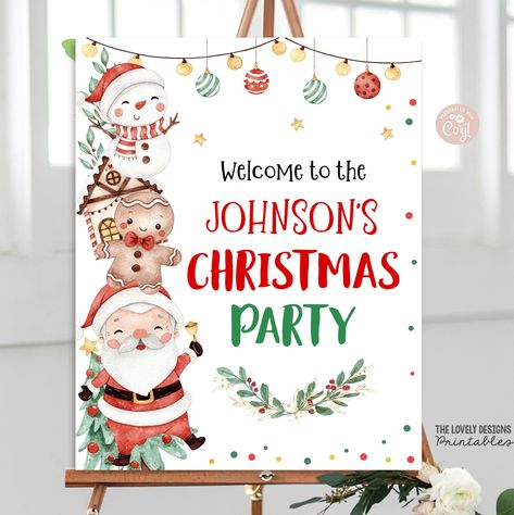 EDITABLE Christmas Welcome Sign Template Cute Santa Claus Sign Gingerbread Snowman Holiday Party Christmas Poster Sign PRINTABLE DOWNLOAD C1 Welcome Christmas Sign, Snowman Holiday Party, Gingerbread Snowman, Welcome Christmas, Template Cute, Cute Santa Claus, Birthday Welcome Sign, Girl 2nd Birthday, Welcome Sign Template