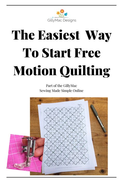 Free motion quilting is easy if you follow a few simple steps. Let me show you how to master is setting up and what to practise. via @GillyMacDesigns Free Motion Quilting Practice Sheets, Free Motion Quilting Patterns Templates, Free Motion Quilting Patterns Beginner, Free Motion Quilting For Beginners, Quilting Patterns Free Templates, How To Free Motion Quilt For Beginners, Easy Free Motion Quilting Patterns, Walking Foot Quilting Designs Simple, How To Free Motion Quilt Star Blocks