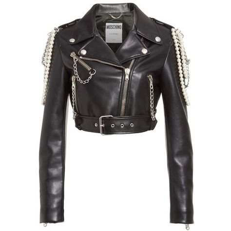 Women's Moschino Chain & Faux Pearl Embellished Faux Leather Jacket ($2,195) ❤ liked on Polyvore featuring outerwear, jackets, moschino, moschino jackets, motorcycle jacket, cropped biker jacket, faux-leather jackets, vegan leather moto jacket and cropped faux leather jackets Punk Leather Jacket, Cropped Faux Leather Jacket, Moschino Jacket, Faux Leather Motorcycle Jacket, Beaded Jacket, Faux Leather Biker Jacket, Embellished Jacket, Vegan Leather Jacket, Faux Leather Moto Jacket