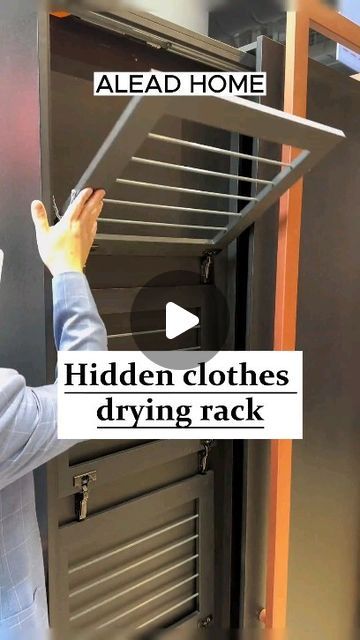 Hidden Clothes Drying Rack, Clothes Drying Rack Ideas, China Kitchen, Laundry Rack, Ad Home, Drying Rack Laundry, Clothes Drying, Closet Cabinets, Custom Kitchen Cabinets