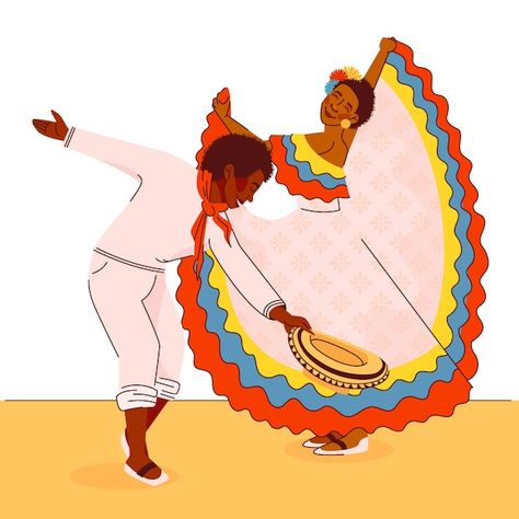 Ilustración de afrocolombianidad plana | Free Vector #Freepik #freevector #afrocolombiano #colombiano #colombia #ilustraciones Colombian Dance, Miniature Beach Scene, Hispanic Art, Plant Styling, Colombian Culture, Colombian Art, Mexican Culture Art, Dancer Dress, Hand Crafts For Kids