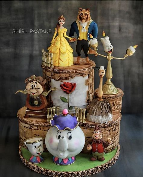 Beauty And The Beast Cake Birthdays, Beauty And The Beast Cake, Beauty And Beast Birthday, Disney Themed Cakes, Beauty And The Beast Theme, The Beauty And The Beast, Disney Birthday Cakes, Beauty And The Beast Party, Princess Birthday Cake