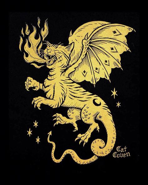 Cat Dragon, Art Inspired Tattoos, Fairytale Creatures, Dragon Cat, Dragon Comic, Fantasy Tattoos, Cat Artwork, Tattoo Design Drawings, Dragon Art