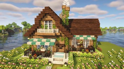 Minecraft Library Ideas, Minecraft Stores, Build Aesthetic, Houses In Minecraft, Minecraft Shops, Aesthetic Library, Books And Flowers, Cottagecore Minecraft, Minecraft Village