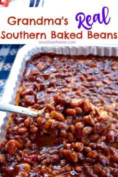 Southern Baked Beans, Pork And Beans, Best Baked Beans, Barbecue Sides, Baked Beans Recipe, Homemade Baked Beans, Baked Bean Recipes, Side Dishes For Bbq, Northern Beans