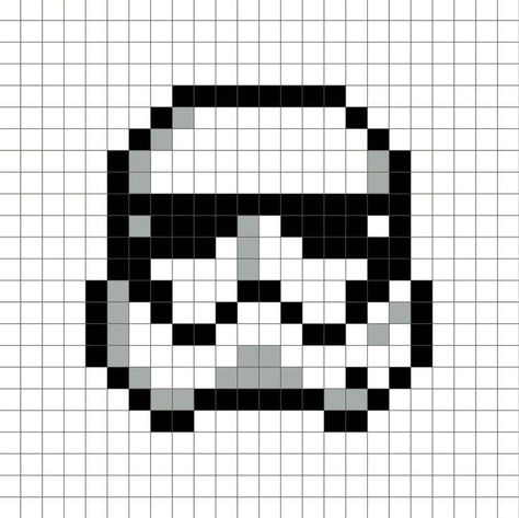 A pixel art template of a white Storm-trooper helmet (2016 edition). Pixel Art Animals, Star Wars Blanket, First Order Stormtrooper, Star Wars Crochet, Modele Pixel Art, Stormtrooper Helmet, Drawing Stars, Graph Crochet, Easy Pixel Art