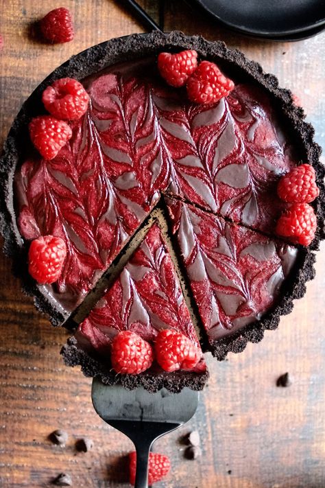 Chocolate Raspberry Tart, Chocolate And Raspberry Tart, Raspberry Ganache, Dark Chocolate Raspberry, Raspberry Tart, Raspberry Desserts, Raspberry Pie, Chocolate Crust, Raspberry Tarts