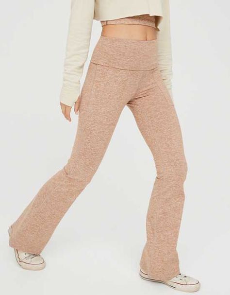 OFFLINE The Hugger High Waisted Foldover Flare Legging Fashion Week Outfit Ideas, American Eagle Leggings, Flare Legging, Cut Out Leggings, Leopard Leggings, Offline By Aerie, Thermal Leggings, Womens Thermal, Comfortable Leggings