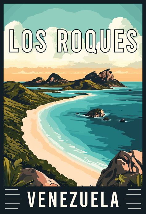 Discover the breathtaking archipelago of Los Roques, Venezuela, with this vibrant travel art. Known for its crystal-clear waters, white sandy beaches, and diverse marine life, Los Roques is a paradise for beach lovers and adventure seekers. Let this artwork inspire your next escape to one of the Caribbean’s hidden gems. 🏝️🇻🇪 #LosRoques #VenezuelaTravel #CaribbeanParadise #TravelArt Venezuela Aesthetic, Prayer Board, Travel Design, Crystal Clear Water, Beach Lovers, Sandy Beaches, Archipelago, Aesthetic Vintage, The Caribbean