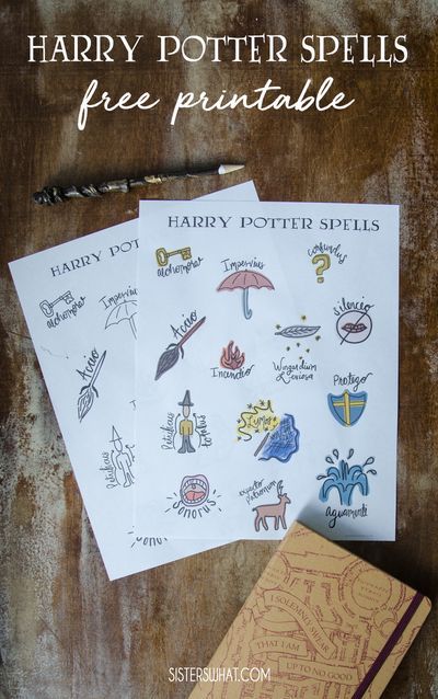 Harry Potter Printable Spells. Perfect for a party game or a Harry Potter coloring page to learn those Harry potter spells in a fun way :). #harrypotterprintable #harrypotter #harrypottercoloringpage Spell Book Printable, Harry Potter Spells List, Harry Potter Printable, Harry Potter Key, Harry Potter Spell Book, Harry Potter Party Favors, Harry Potter Coloring Pages, Harry Potter Printables Free, Harry Potter Free