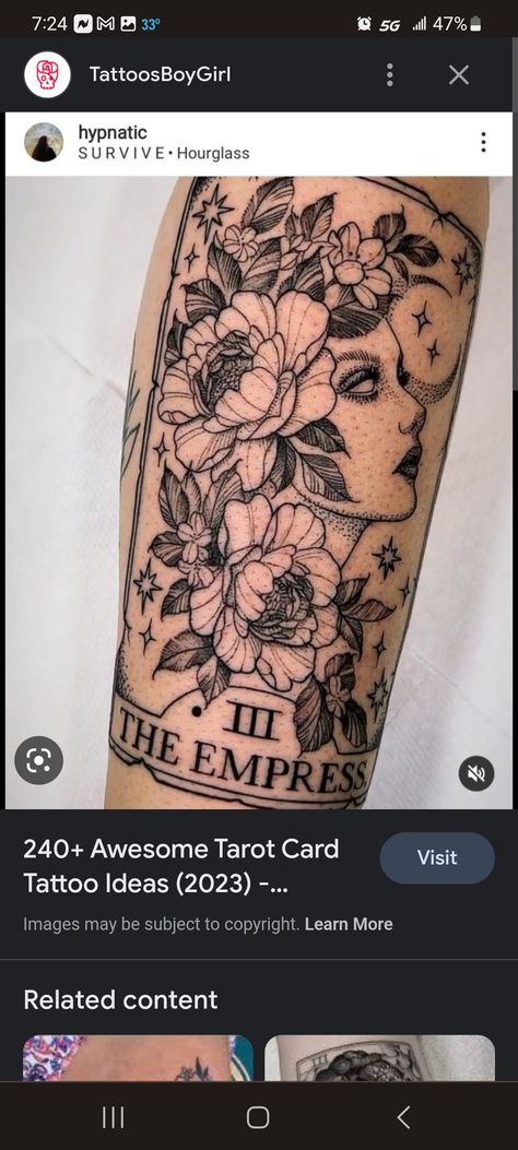 Empress Tattoo, The Empress Tarot, Empress Tarot Card, Tarot Tattoo, Tarot Card Tattoo, Empress Tarot, Aquarius Woman, Beauty In Art, Card Tattoo