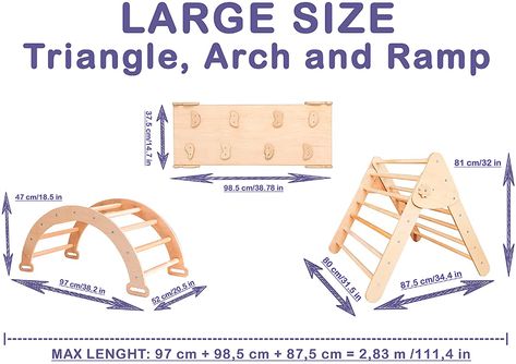 AmazonSmile: Wood And Hearts Set of 3 - Triangle for Kids Toddlers Rock with ramp - Montessori Climber Ladder Slide - Learning Waldorf Climbing Toys - Arch Toy for Toddler - Structure Rocking (Large Size) : Toys & Games Montessori Climber, Montessori Climbing, Climbing Arch, Best Toddler Gifts, Climbing Triangle, Toddler Climbing, Montessori Furniture, Climbing Gym, Kids Exploring