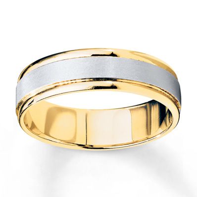 Wedding Band 10K Two-Tone Gold 6mm - 25228520099 - Kay Jewelry Advice, Jared The Galleria Of Jewelry, Yellow Gold Wedding Band, Size 10 Rings, Gold Wedding Band, Mens Wedding Rings, Silver Wedding, Mens Wedding Bands, Wedding Men