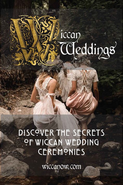 Yes, Wiccans celebrate weddings! In fact, Wiccans have their own version of the wedding ceremony called a ‘Handfasting’. Discover more about this unique celebration of love by visiting our blog! #wiccanweddings #handfasting #paganwedding Handfasting Ceremony Pagan, Fall Pagan Wedding, Pagan Wedding Officiant, Handfasting Vows Simple, Witch Wedding Ritual, Witch Wedding Ceremony, Wiccan Handfasting Ceremony, Handfasting Color Meaning, Wicca Wedding Traditions