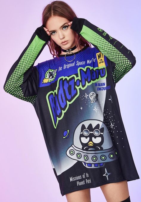 Dolls Kill Hello Kitty Graphic Oversized Long Sleeve Space UFO Tee Black Kawaii Punk | Dolls Kill Dolls Kill Hello Kitty, Kawaii Punk, Black Kawaii, Hello Kitty Black, Cute Woman, Black Outfit, Bad Girl, Dolls Kill, Festival Fashion