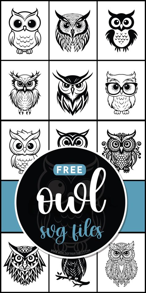 Hoot, hoot! Explore free owl SVG files for your crafting adventures! Add a dash of wisdom and whimsy to your projects with these adorable designs. 🦉✨ Laser Patterns Design, Svg Animals Free, Stencil Designs Creative, Owl Patterns Free Printables, Tshirt Ideas Design, Owl Stencil Templates, Cricut Svg Free, Cricut Maker3, Owl Silhouette Stencil