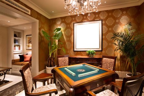 Adult game room with card table Formal Living Room Alternative, Travel Outfit Summer Airport, Man Cave Ideas, Entertainment Room Design, Wine Rooms, Patterned Wallpaper, Revere Pewter, Small Basements, Formal Living Room