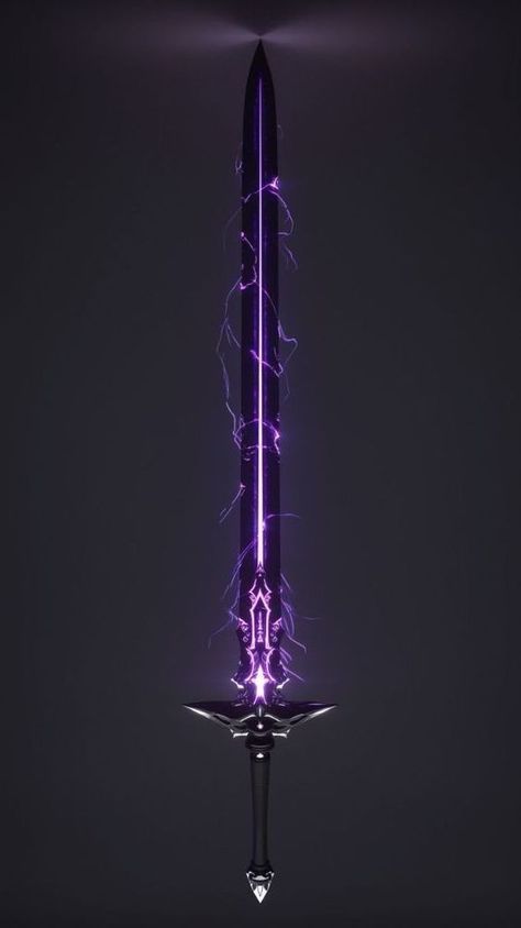 Longsword Fantasy Art Swords, Magical Swords Fantasy, Magic Swords Fantasy, Purple Armor, Fantasy Dagger, Fantasy Blade, Fantasy Props, Magic Design, Cool Swords