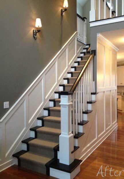 Best 5 Wainscotting Stairs Entryway | Roderick Zanini Trap Makeover, Wainscoting Stairs, Stair Paneling, Entryway Stairs, White Staircase, Wainscoting Styles, Stair Makeover, Diy Wainscoting, Stairs Makeover