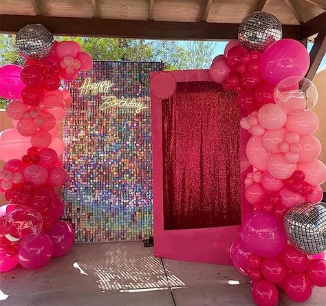 Birthday Princess Theme, Balloon Birthday Themes, Pink Balloon Garland, Silver Disco Ball, Birthday Decorations At Home, Barbie Theme Party, Disco Party Decorations, Rose Gold Chrome, Princess Theme Party