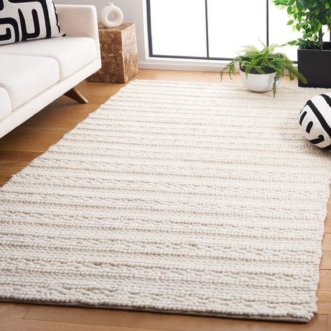 SAFAVIEH Handmade Natura Carmelinda Textured Wool Rug - On Sale - Bed Bath & Beyond - 38038284 Woven White Rug, Cream Textured Rug, Best Bedroom Rugs, Rug Next To Bed, Bedroom Rug Ideas, Boho Beach House, Loom Rug, Village Ideas, Mosaic Texture