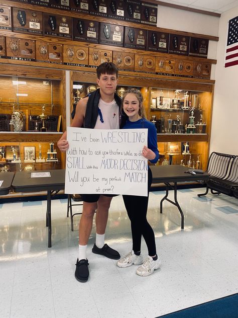 Wrestling Hoco Proposals Ideas, Wrestling Hoco Proposals, Wrestling Promposal, Hoco Invites, Turnabout Proposal, Sadie Proposals Ideas, Hawkins Sign, Dance Signs, Hoco Posters