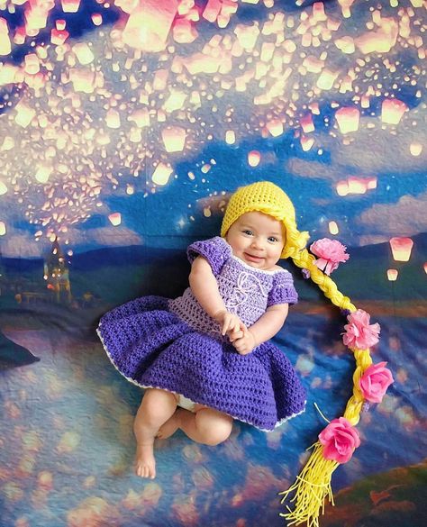 Disney Princess Crochet Dress, Disney Crochet, Baby Shoot, Cake Party, Photoshoot Concept, Baby Princess, First Bday, Baby Photoshoot, Baby Disney