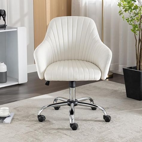 Amazon.com: Home Office Desk Chair, Vanity Chair, Modern Velvet Adjustable Low Back Rolling Chair, Twill Upholstered Cute Office Chair, Desk Chairs with Wheels for Bedroom,Vanity Room,Classroom (White) : Home & Kitchen White Vanity Chair, Stainless Steel Chair, Conference Room Chairs, Velvet Accent Chair, Leisure Chair, Velvet Chair, Executive Chair, Office Desk Chair, Modern Home Office