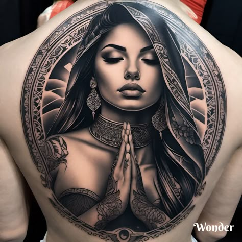 Spanish Woman Tattoo, Aztec Princess Tattoo Goddesses, Aztec Woman Tattoo, Collar Tattoos For Women, Romani Tattoos, Female Goddess Tattoo, Female Shoulder Tattoos, Warrior Princess Tattoo, Durga Tattoo