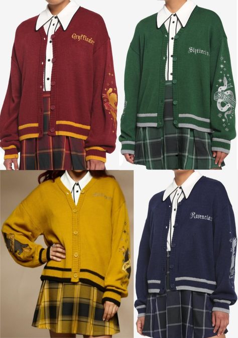 Hogwarts Houses Outfits, Harry Potter Houses Outfits, Hogwarts Trunk, Ravenclaw Outfit, Harry Potter Quotes Funny, School Cardigan, Cardigan Korean, Hogwarts Outfits, Harry Potter Items