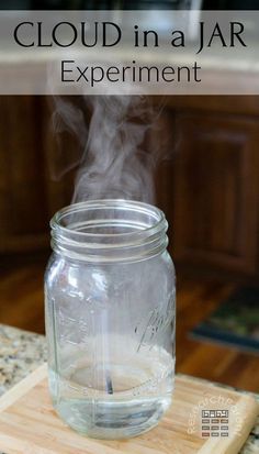 Cloud Formations Teaching, Make Clouds, Cloud In A Jar Experiment, Jar Activities, Weather Experiments, Weather Activities Preschool, Cloud In A Jar, Cloud Activities, Weather Activities For Kids